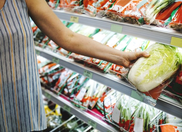 Woman shopping at a supermarket