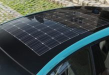 Painel solar no teto dos carros elétricos